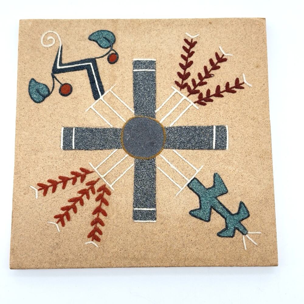 Navajo Sand Painting Sacred Plants 6" x 6" Begay Unframed
